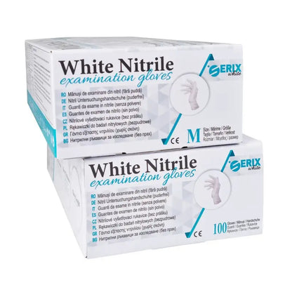 Manusi nitril nepudrate albe 3.5g Serix White 100buc