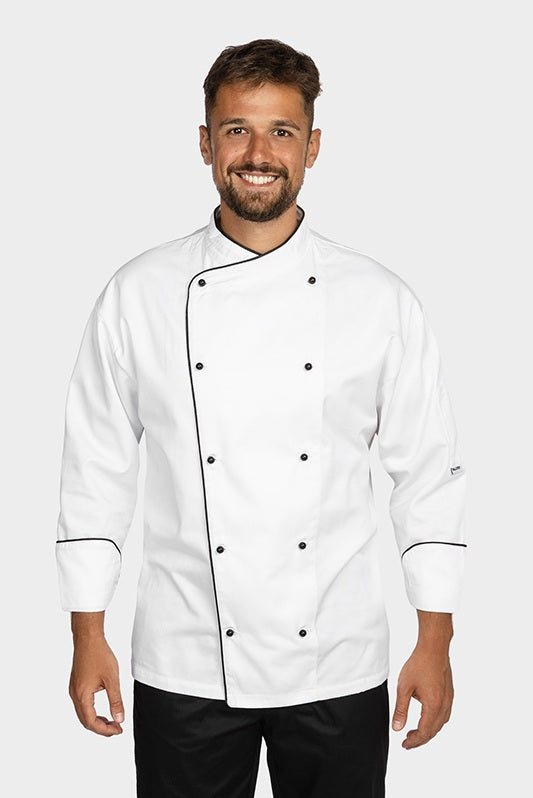 Tunica bucatar alb/negru unisex maneca 3/4 poplin tercot 200g Nobu