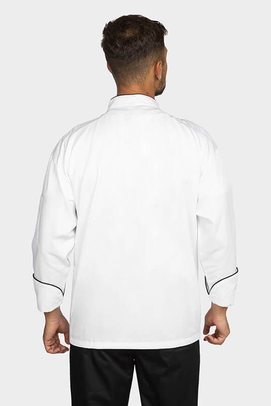 Tunica bucatar alb/negru unisex maneca 3/4 poplin tercot 200g Nobu