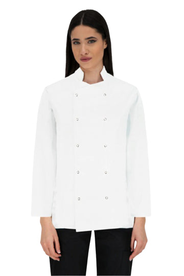 Tunica bucatar alba unisex maneca lunga poplin 130g Nozomi LS