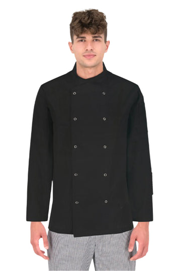 Tunica bucatar neagra unisex maneca lunga poplin 130g Nozomi LS